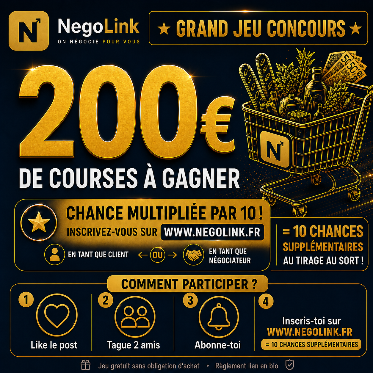 Grand jeu concours NegoLink — 200 € de courses à gagner